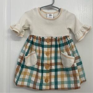 Plaid Dress Bell Sleeve Pockets Size 18 Months
